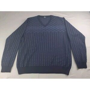 Montechiaro Sweater Mens Extra Large 56 Wool Blend V Neck Geometric Textured